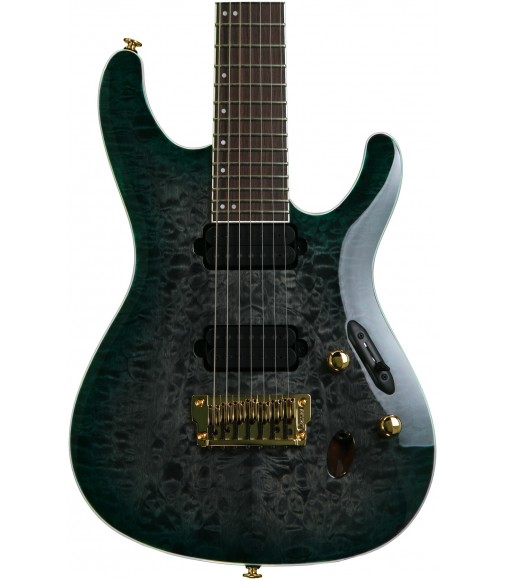 Dark Green Doom Burst, 7-string  Ibanez S5527QFX