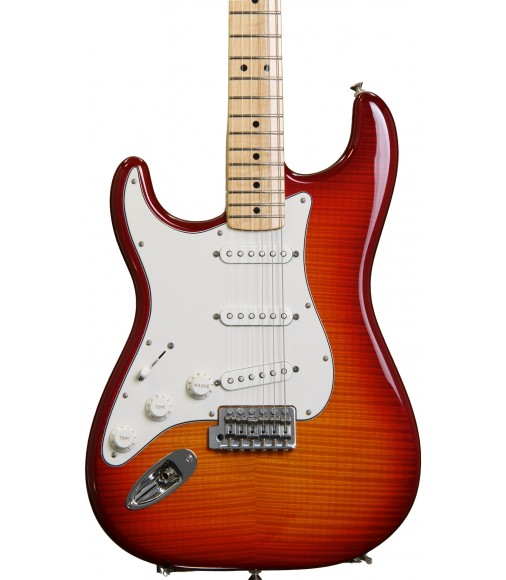 Maple, Aged Cherry Burst  Fender Standard Stratocaster Plus Top Left-Handed