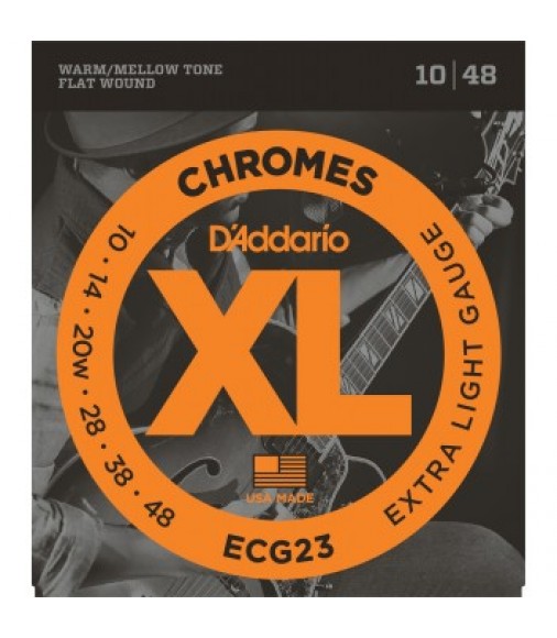 D'Addario ECG23 Flat Wound Electric Guitar Strings, Extra Light, 10-48