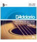 D'Addario EJ16-3D Bronze Acoustic Guitar Strings, Light, 3 Sets