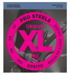 D'Addario EPS170 ProSteels Bass Strings, Light, 45-100, Long Scale
