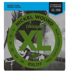 D'Addario EXL117 Guitar Strings, Medium Top/Extra-Heavy Bottom, 11-56