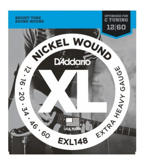 D'Addario EXL148 Wound Electric Guitar Strings, Extra-Heavy, 12-60