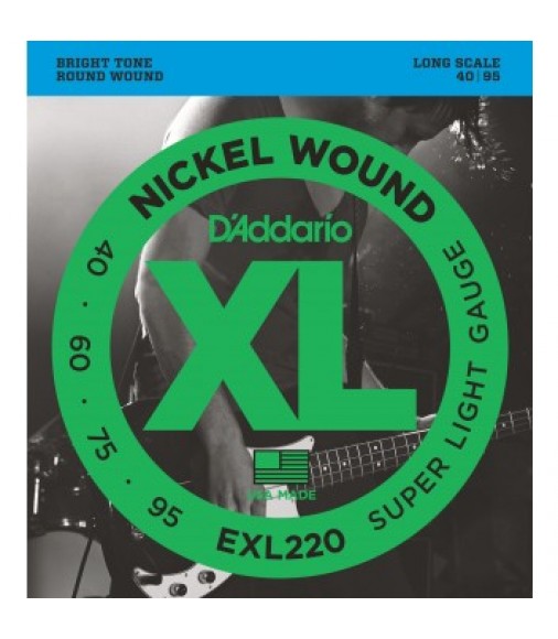 D'Addario EXL220 Wound Bass Strings Super Light 40-95 Long Scale