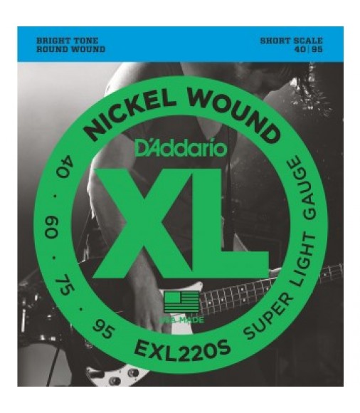 D'Addario EXL220S Bass Guitar Strings Super Light 40-95 Short  Scale