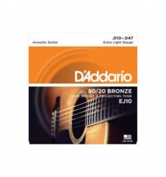 D'Addario EJ10 Bronze Acoustic Guitar Strings, Extra Light, 10-47