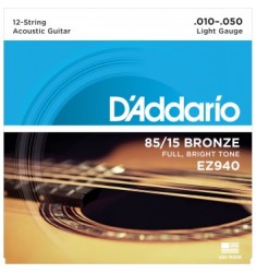 D'Addario EZ940 85/15 12-String Acoustic Guitar Strings, Light, 10-47