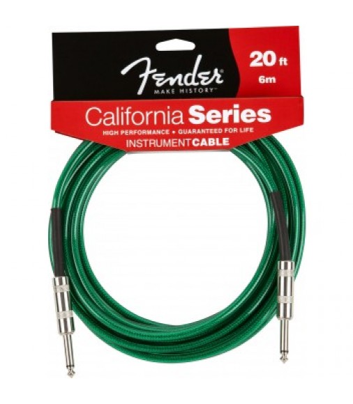 Fender California Series Guitar Cable 6m Jack to Jack (Green)