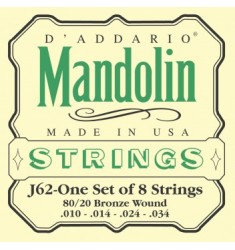 D'Addario J62 80/20 Bronze Mandolin Strings, Light, 10-34
